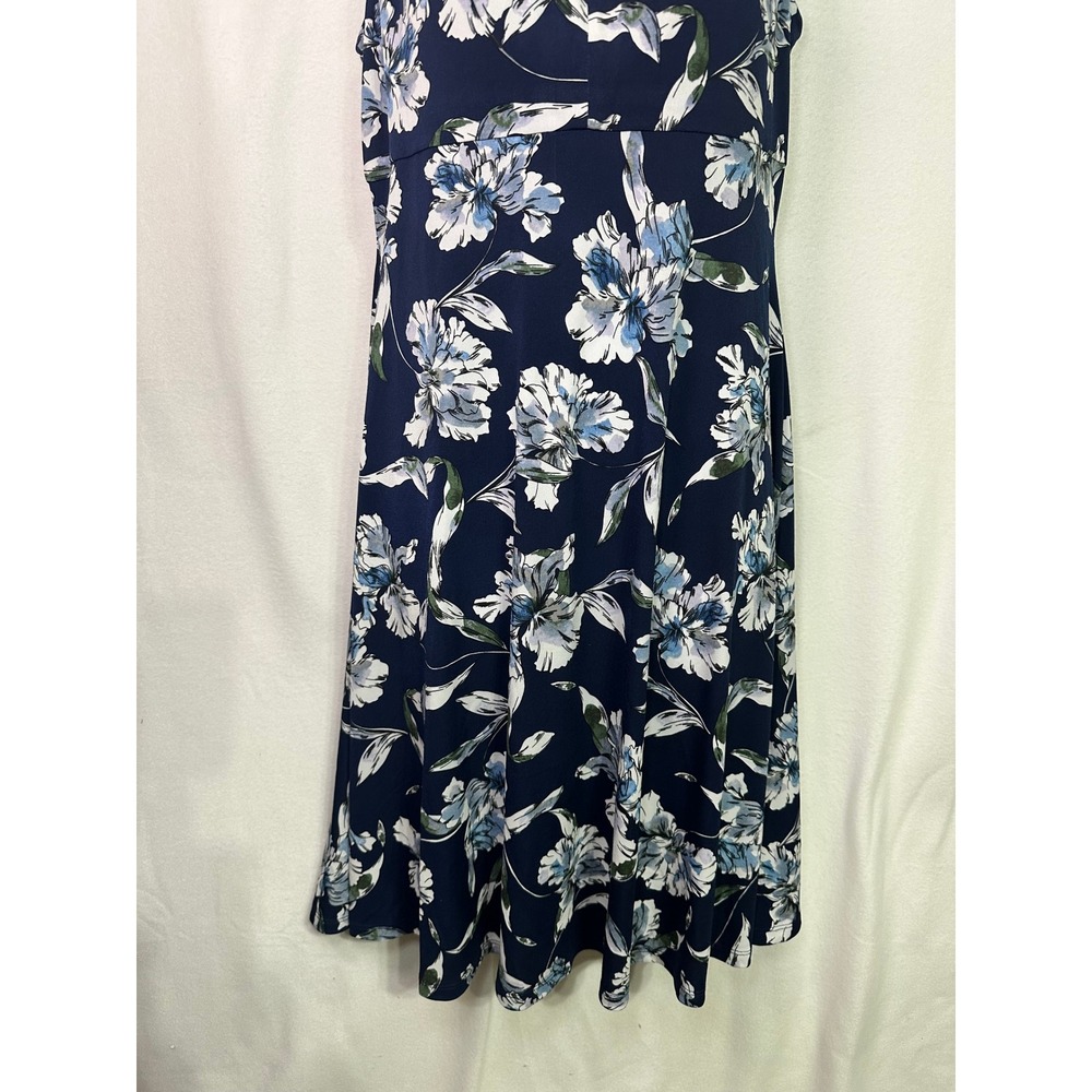 Maggy London Navy Blue Floral Fit and Flare Keyhole Dress Womens‎ Size 4 - Picture 5 of 11